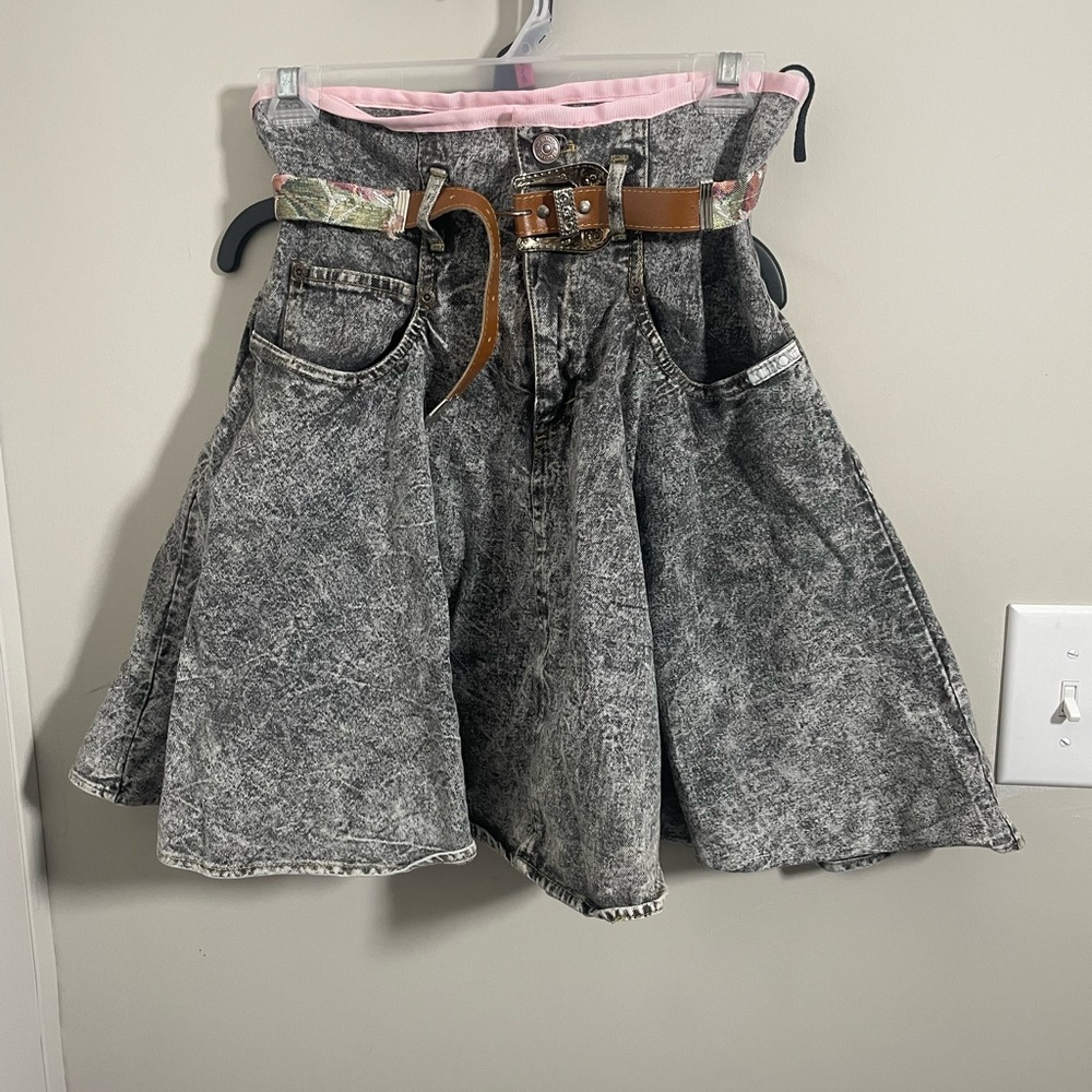 Vintage Gray Mini A-line Cargo Skirt for Casual Wear